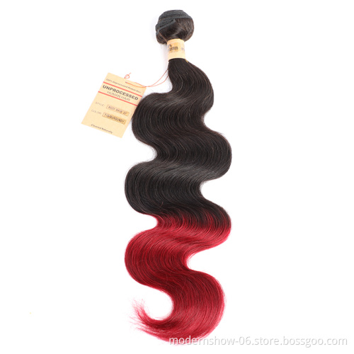 Wholesale Ombre Virgin Hair Bundle body wave two color Hair Extension 1B/BUG Color